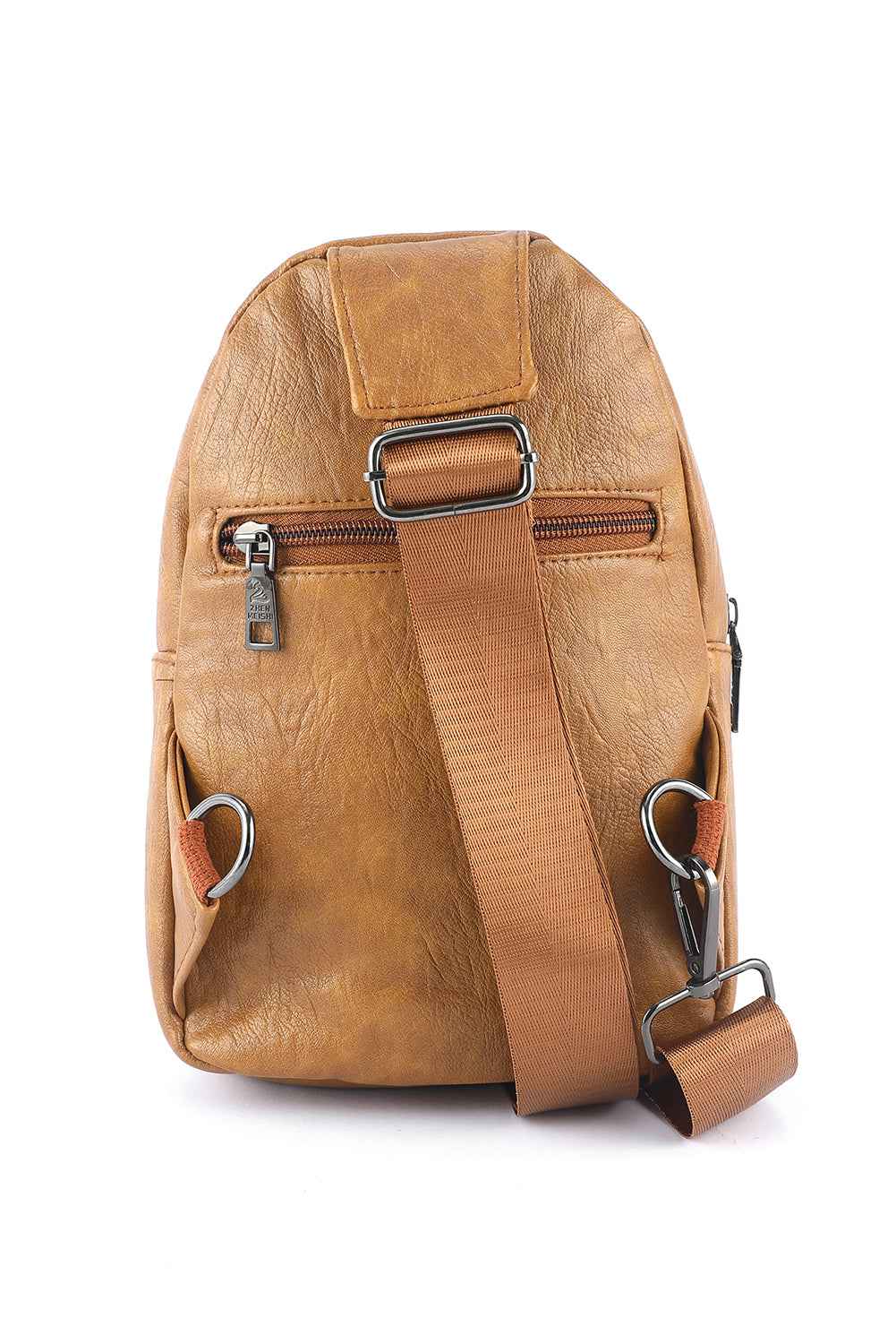 Khaki Vintage Zipper Multi Pockets PU Sling Bag c225fccf72e58b04