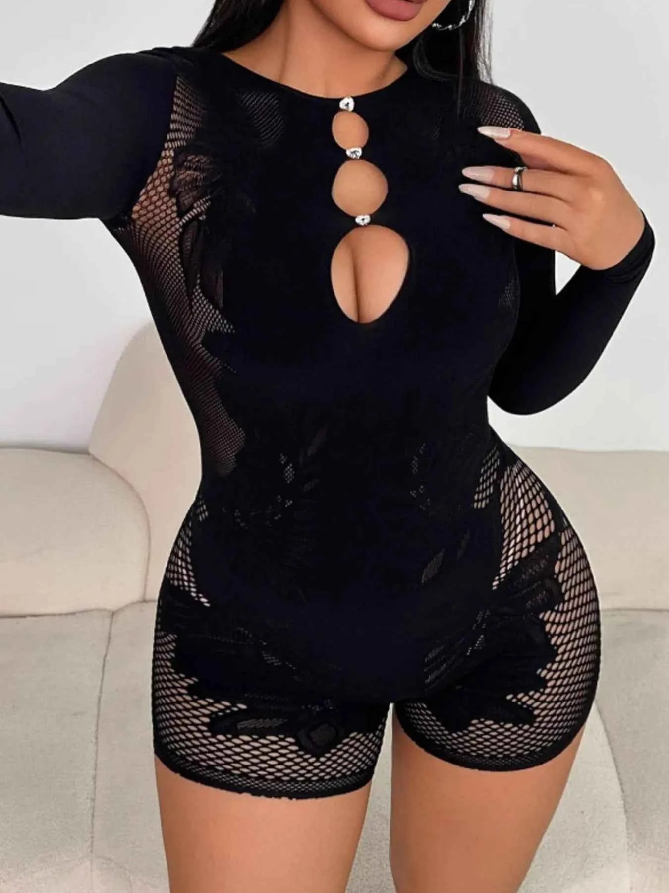 Fishing Net Long Sleeve Romper c227b793-e27e-42b6-a9f3-9f8d25390108-Max-Origin