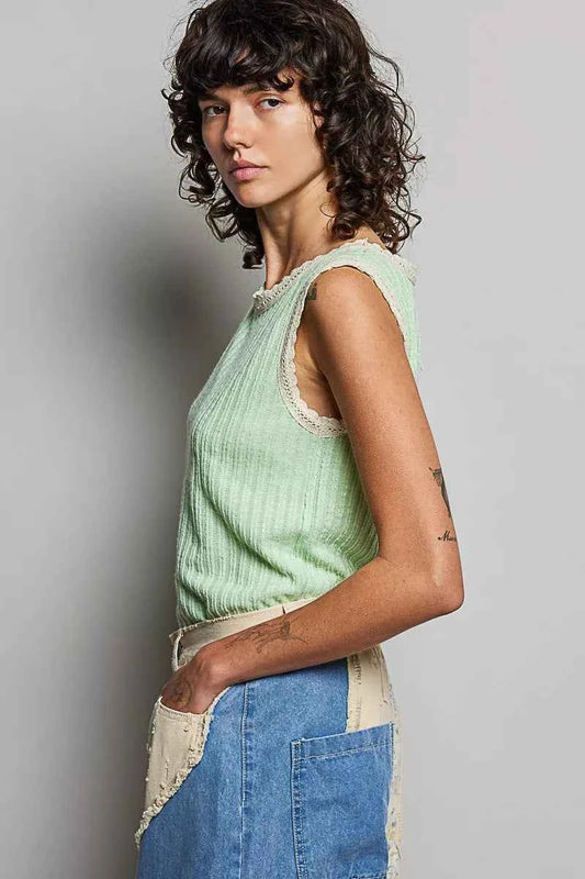 Ribbed Round Neck Tank with Lace Trim c2285aef-1143-418a-9944-4f2e35da80f4-Max-Origin