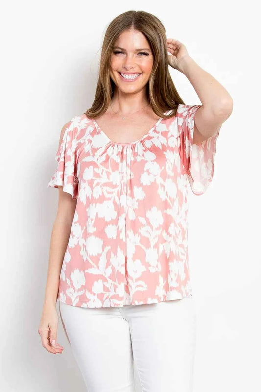 Be Stage Full Size Foral Cold Shoulder Top Pink c22efb97-4131-467e-84e3-0b0bd3b3919a-Max