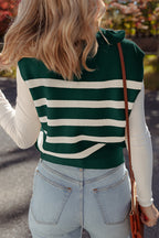 Blackish Green Ribbed Half Zip Collared Sweater Vest c2319841bea85c42