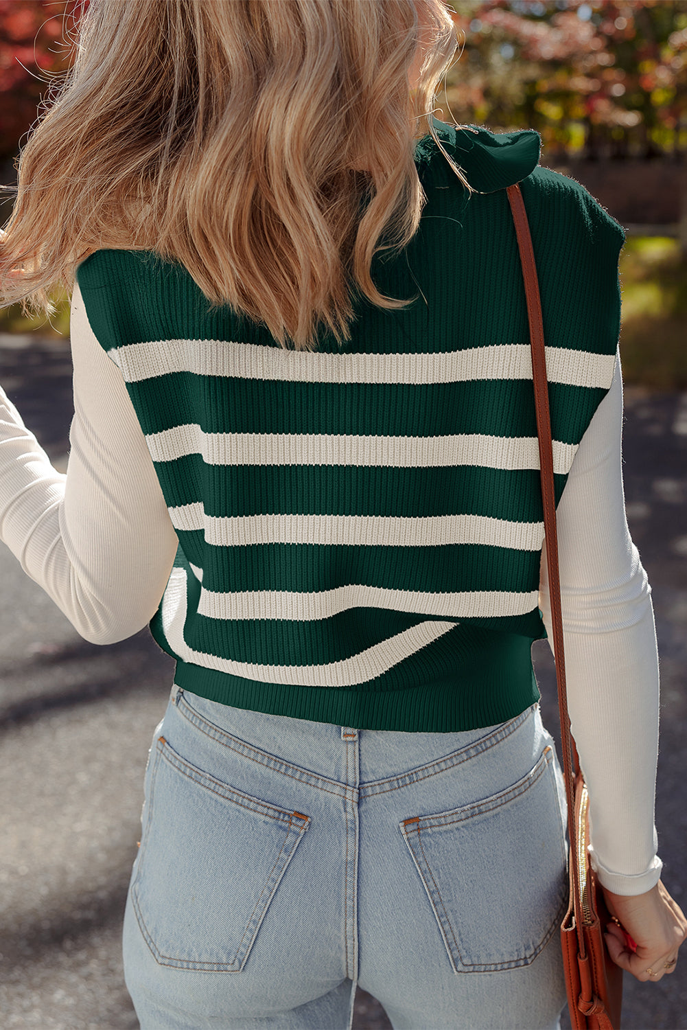 Blackish Green Ribbed Half Zip Collared Sweater Vest c2319841bea85c42