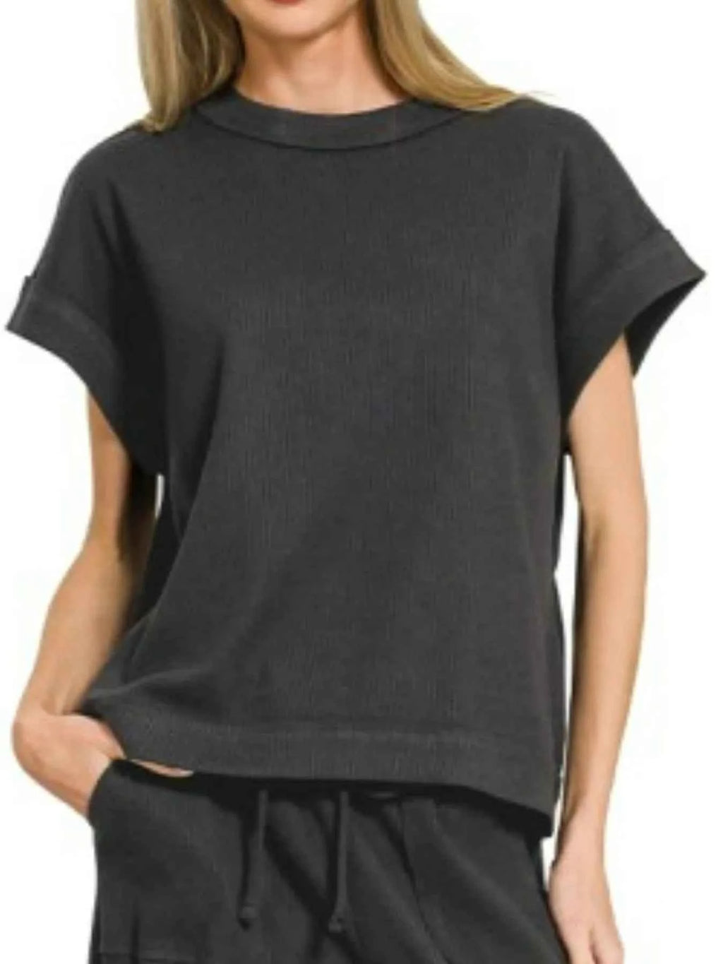Zenana Ribbed Short Sleeve Tee and Pants Set c237080c-6e7b-4b41-875d-4b623922665e-Max-Origin