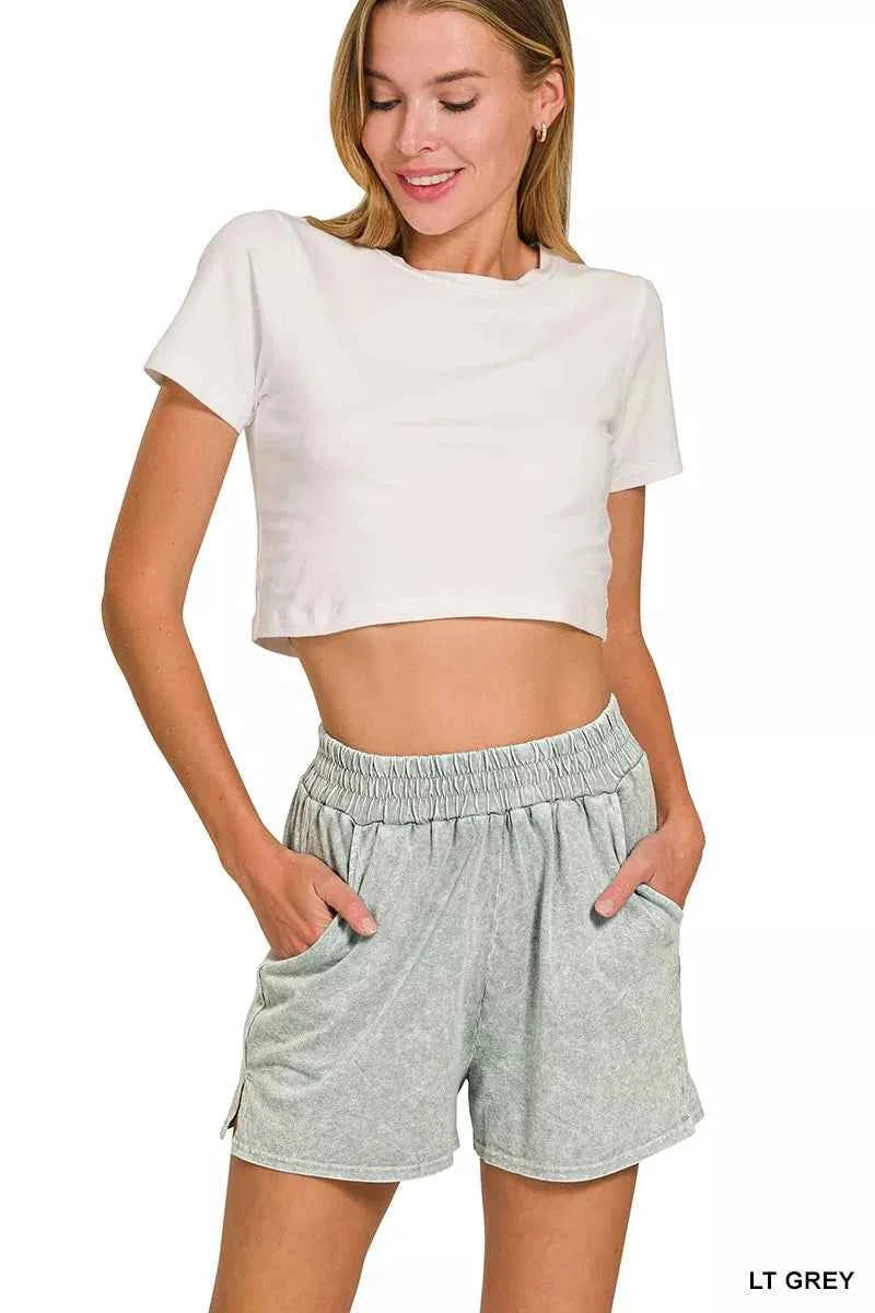 Zenana Halo Snow Washed Short Sleeve Tee and Shorts Set c242ebdc07af426fa5e58416a8234846-Max-Origin
