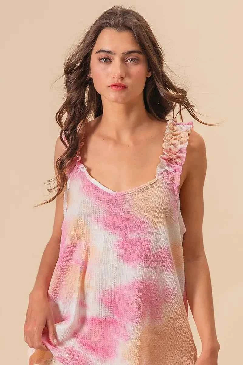 Tie Dye Printed Textured Woven with Ruffled c25081d2c043489d8650fb8fd7a9277d-Max-Origin