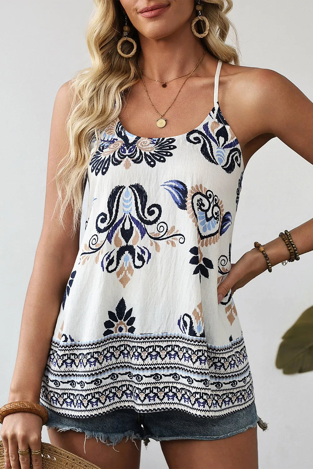 Bohemian Fashion Print Spaghetti Straps Loose Tank c2636c08-ab90-42fc-b0d9-c41450fa08e4-Max-Origin