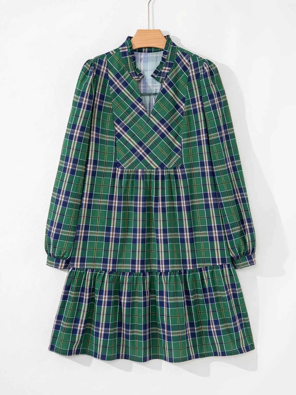 Plaid Frilly Collar Long Sleeve Shift Mini Dress c266981377944e708ec32bf01cf977ae-Max-Origin