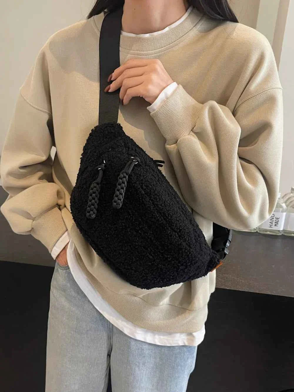 Sherpa Crossbody Bag with Adjustable Strap c26d41e6-e65a-465c-ac5c-ce66073697a9-Max