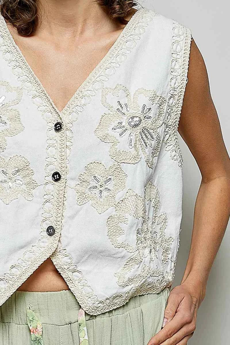 POL Embroidered Floral V-Neck Button Down Crochet Vest c26e9a99-c8ca-495a-94a1-ec9fed8ee694-Max-Origin
