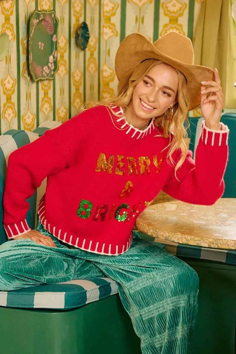 BiBi Christmas Theme Sequin Lattering Sweater c2726126e49a4f5da9595189a943befc-Max-Origin