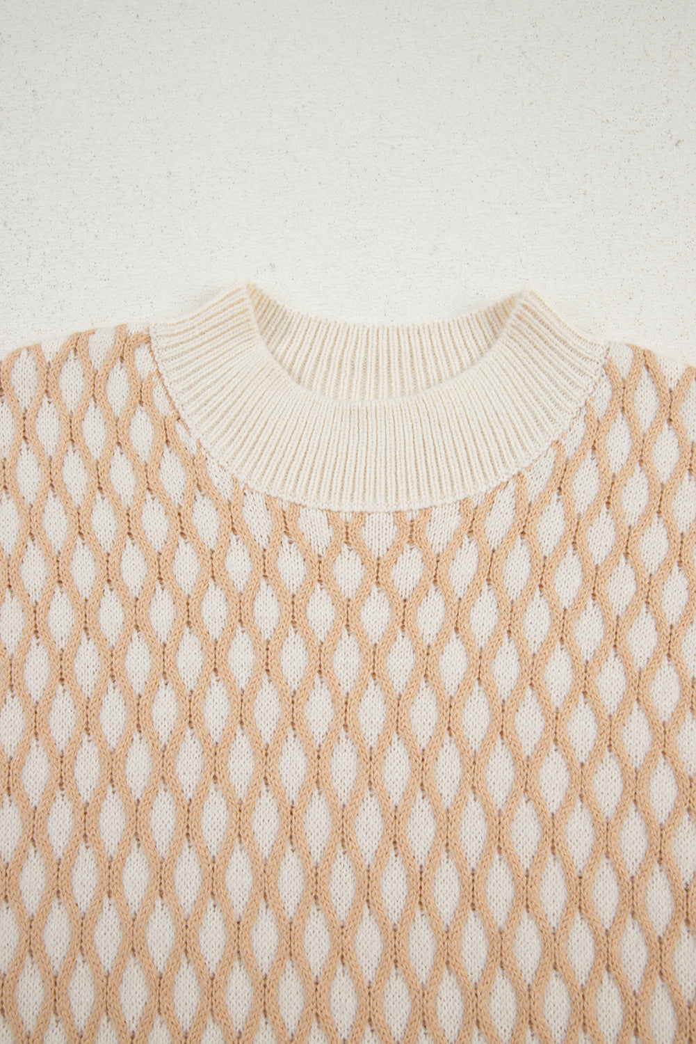 Smoke Gray Checkered Textured Knit Mock Neck Sweater c27c19cd8f63f01c