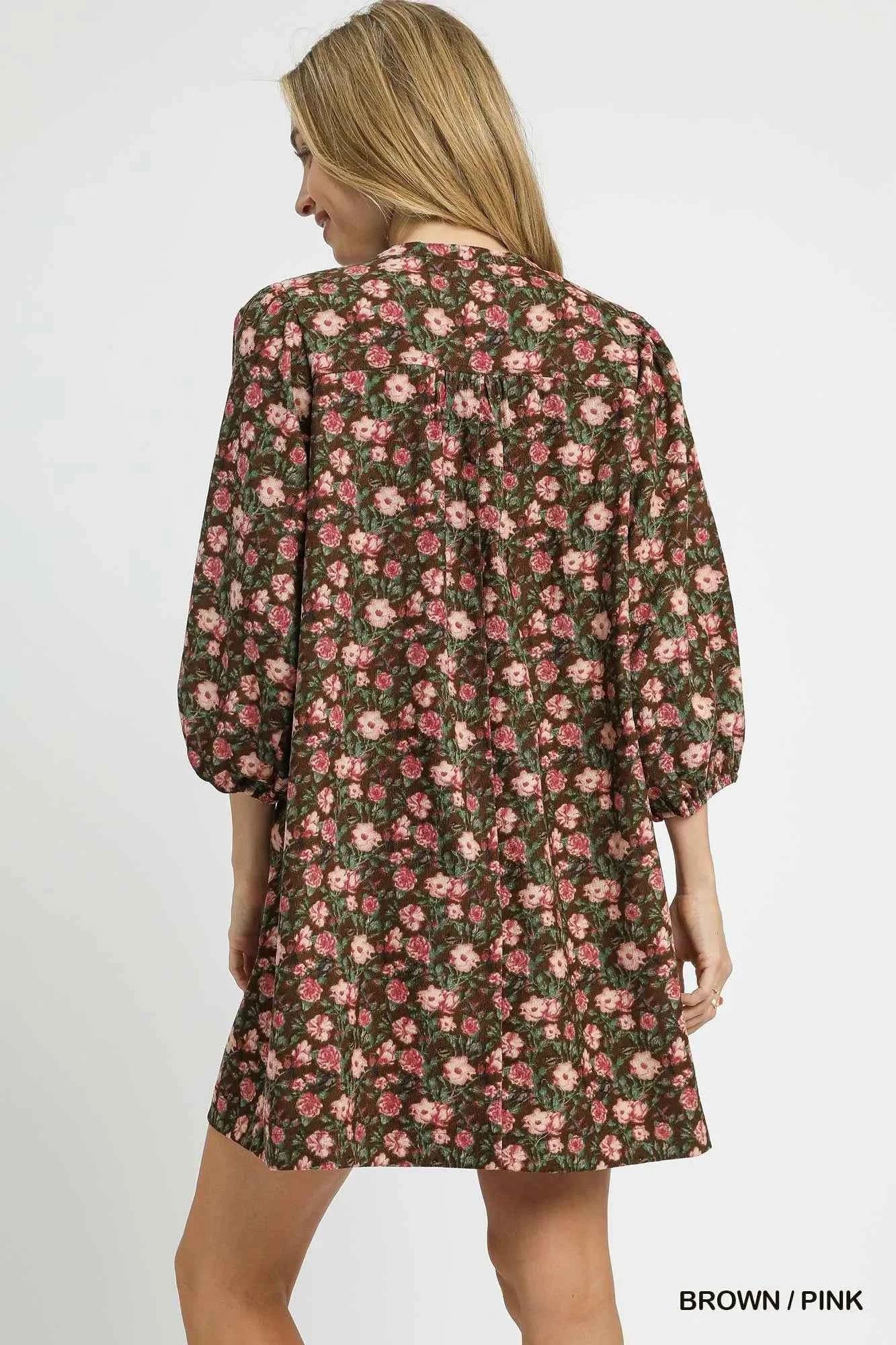 Umgee Floral Tie-Neck Babydoll Dress c27ffb69-1901-481f-b89d-031adc44e89b-Max-Origin