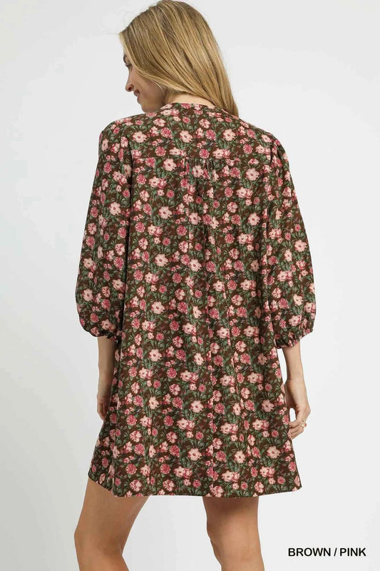Umgee Floral Tie-Neck Babydoll Dress c27ffb69-1901-481f-b89d-031adc44e89b-Max-Origin