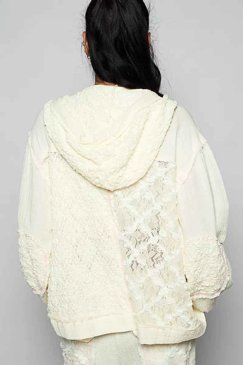 POL Exposed Seam Button Down Hooded Jacket with Lace Detail c288a446-704c-4600-a26d-10df29d98b50-Max-Origin