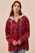 BiBi Brushed Plaid Hooded Jacket RED PLAID c29dee6eea124542b656705f91877c0a-Max-Origin