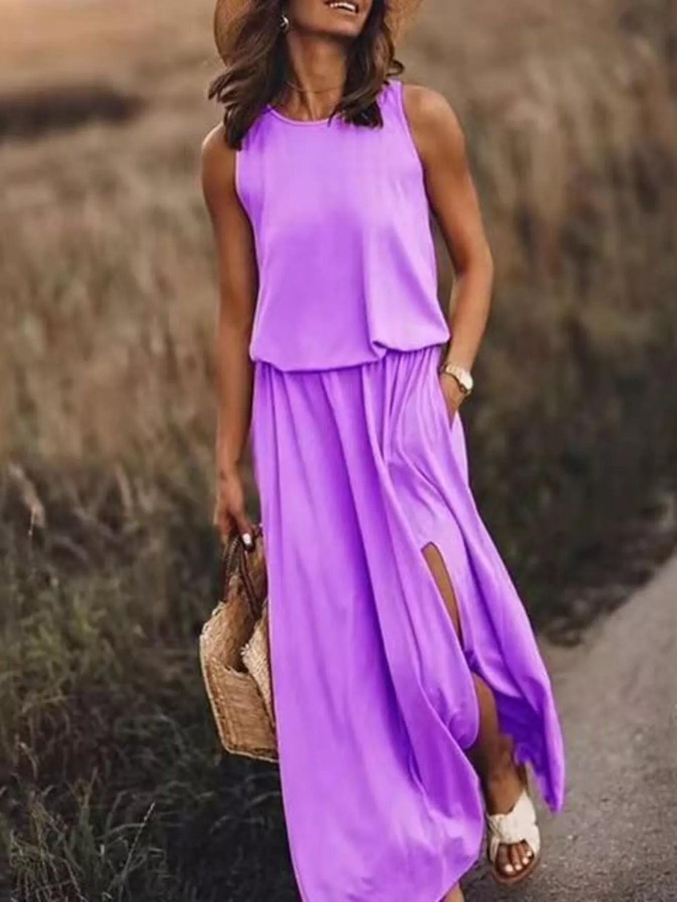 Full Size Round Neck Sleeveless Slit Maxi Dress Plus Size Light Purple c2a03c9c-f63f-46fe-9971-0d2f5fd77172-Max-Origin