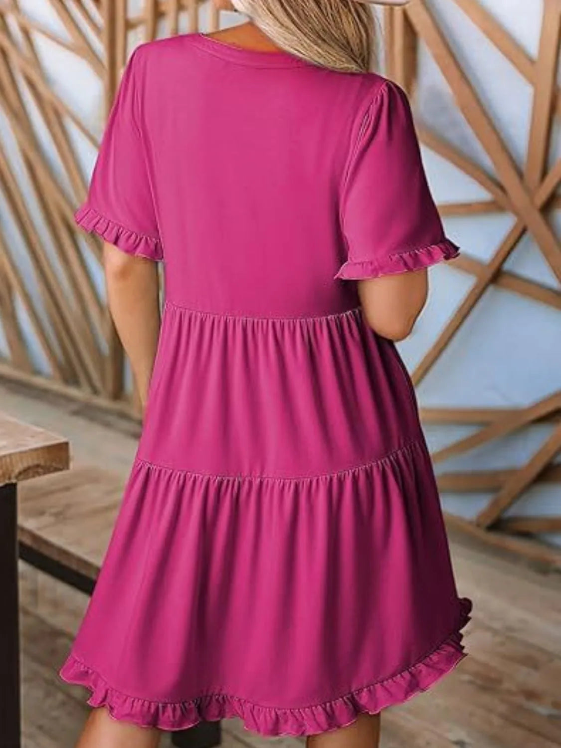 Tiered Notched Short Sleeve Mini Dress c2aa48ba-de30-4c3d-8360-a0ad0c2d8200-Max-Origin