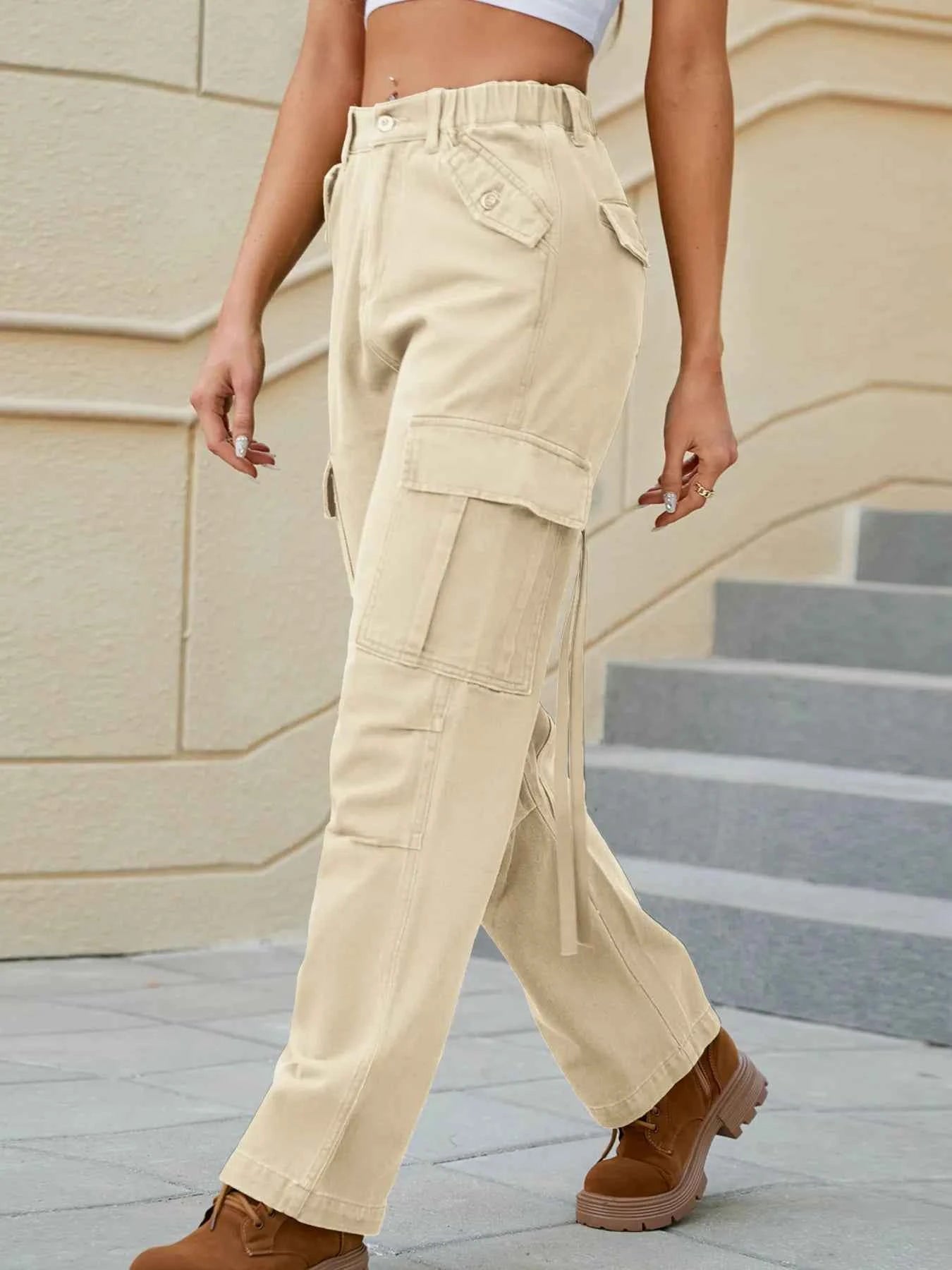High Waisted Cargo Pocket Jeans c2c31d0c2a0e4ea68df0577b8a29959d-Max-Origin