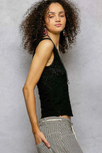 POL Textured Knit V-Neck Tank with Lace Trim c2e45822-621f-4a8f-bbcd-a8b5a60b75f4-Max-Origin