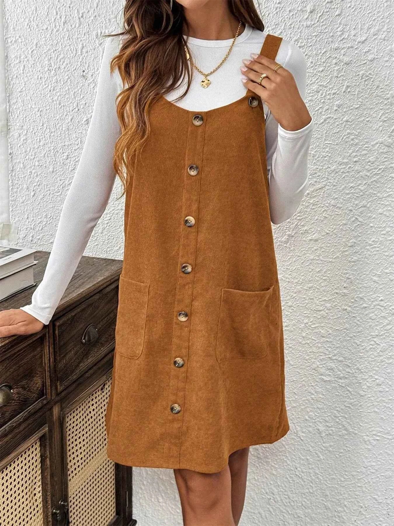 Corduroy Overall Dress with Pockets c2e526521a78438fa53d1e2b56b69e35-Max-Origin