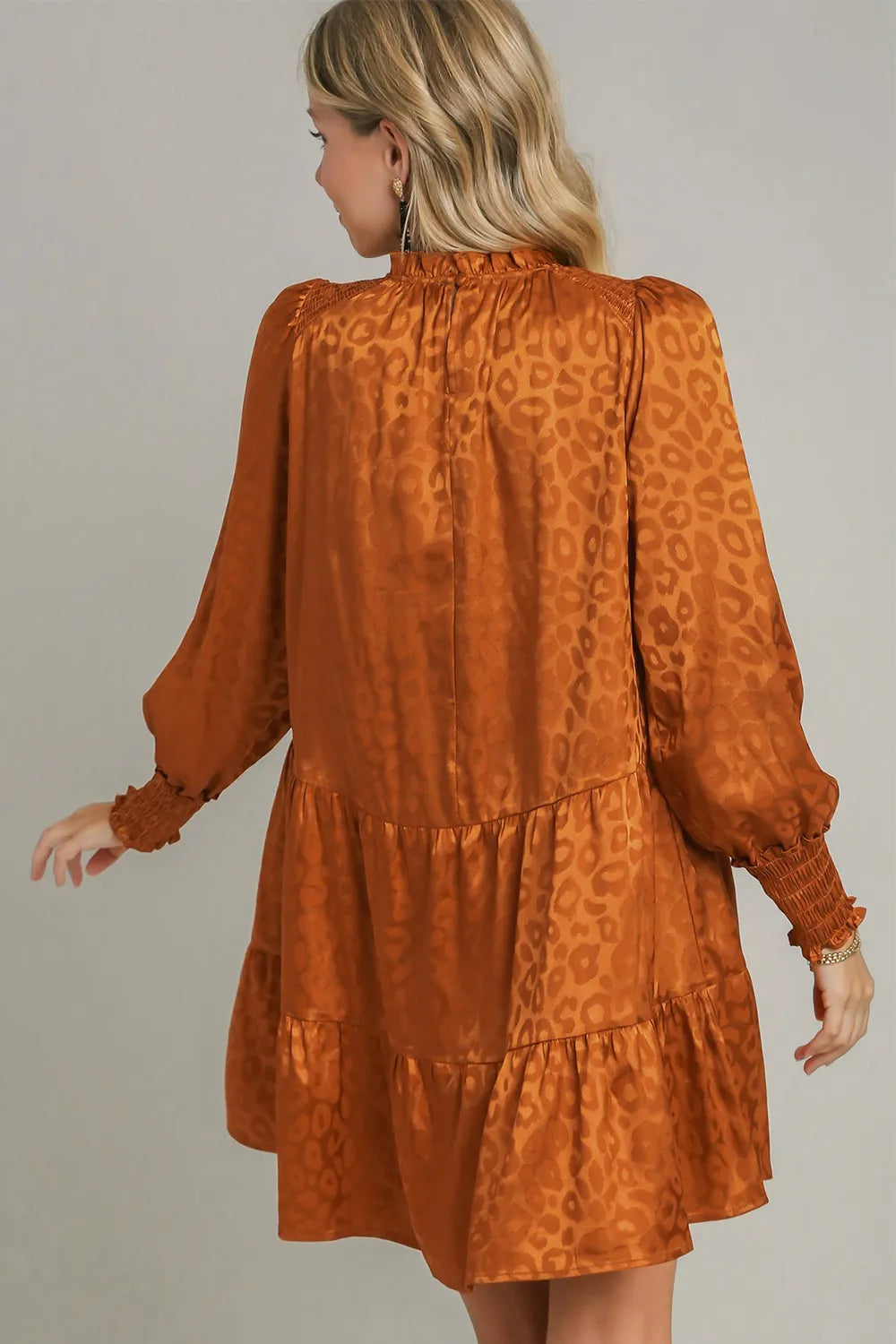 Umgee Smocked Leopard Long Sleeve Tiered Dress c2e81f7d-401e-48a0-b579-2c03288aaba1-Max