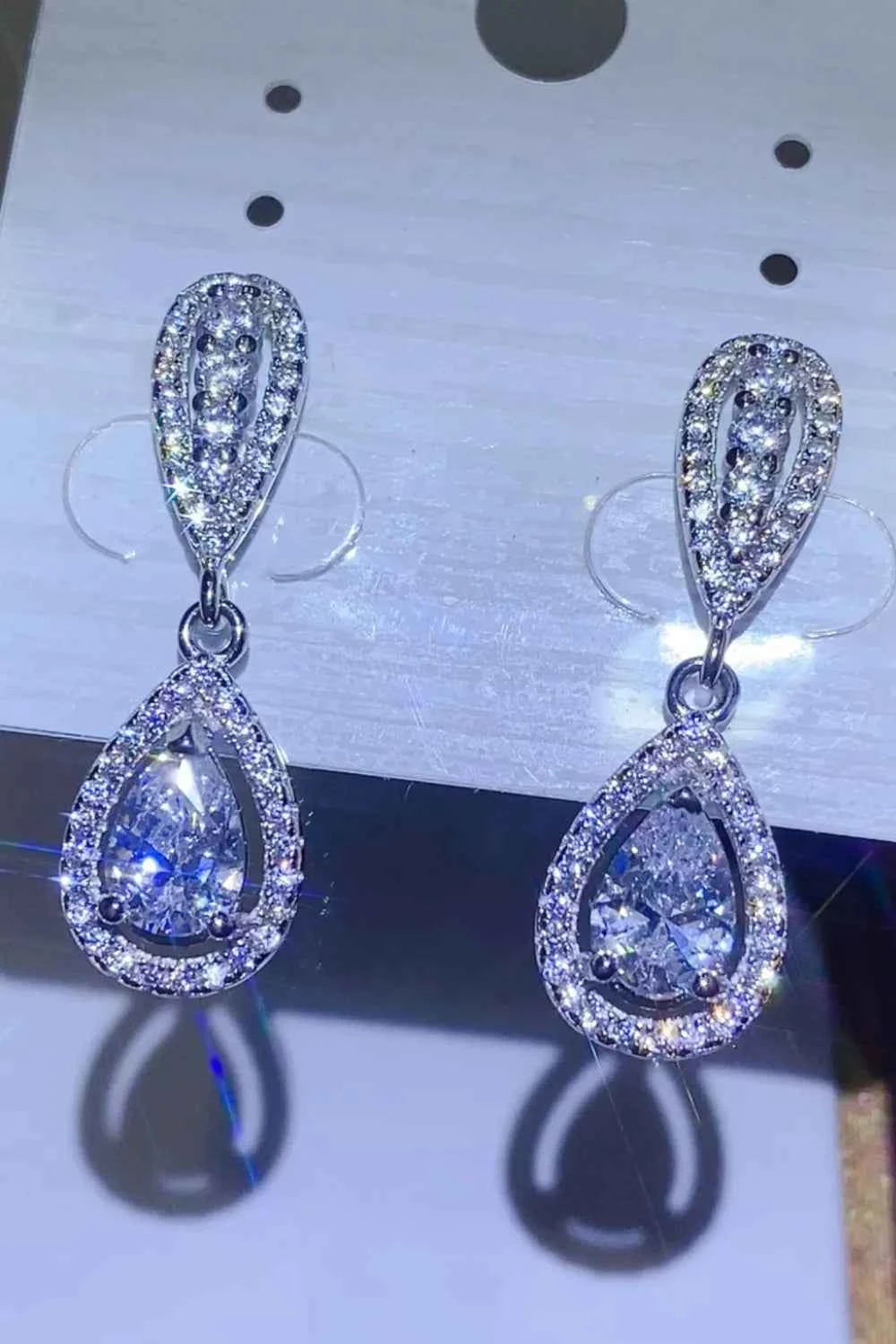 2 Carat Moissanite 925 Sterling Silver Teardrop Earrings Silver One Size c2ec1da3-76b2-4094-8c93-94590201d72c-Max