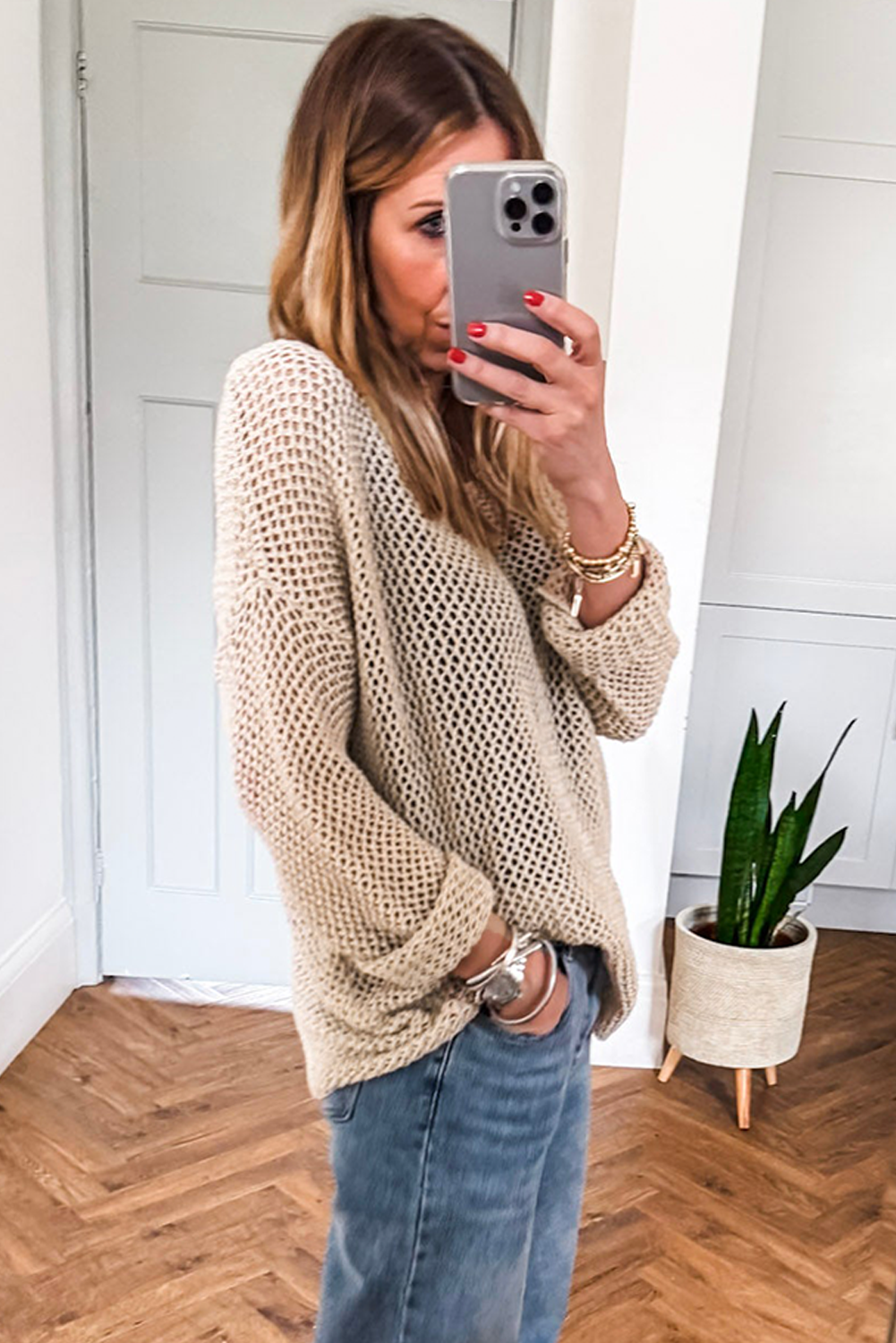 Coral Crochet Hollow-out Knit Sweater c2f4233da322403a