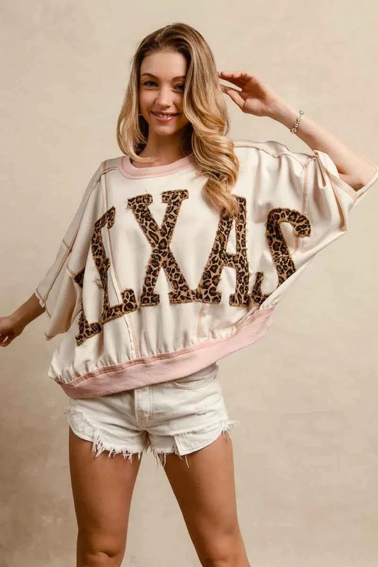 Leopard Print Texas Patchwork Overlock Stitch Top c3049c0defcd4dc8bacfe14769a1c8fb-Max-Origin