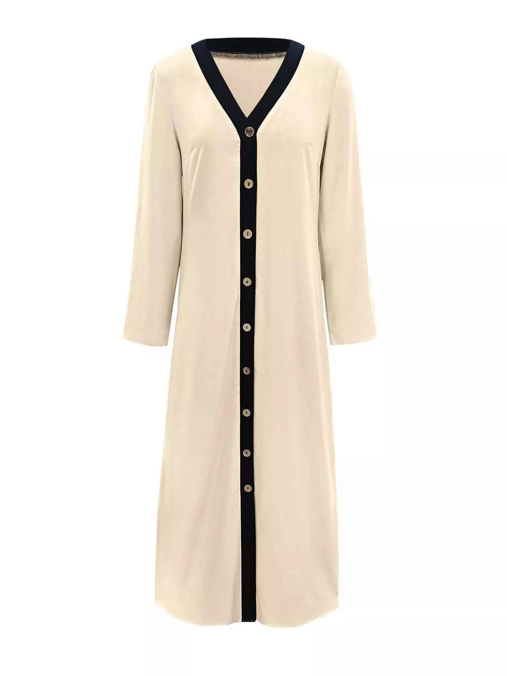 Contrast Trim Button-Down Midi Dress c3077508-d343-4319-be7e-d5cde2aedcc8-Max-Origin