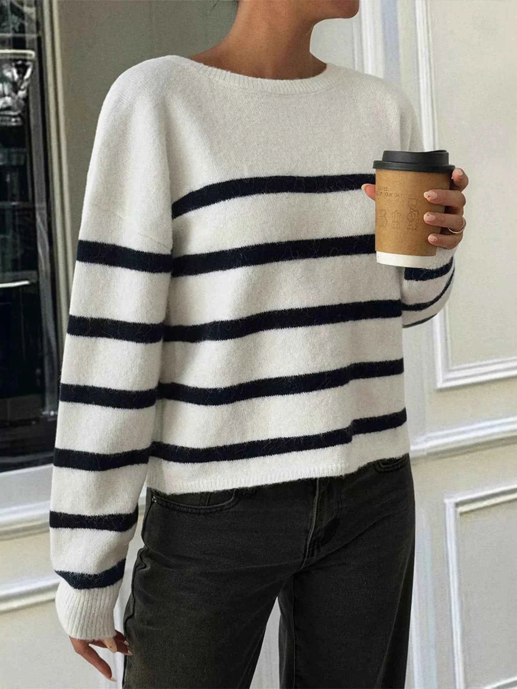 Striped Round Neck Long Sleeve Knit Top c30b685f259b446a95d412332a110aed-Max-Origin