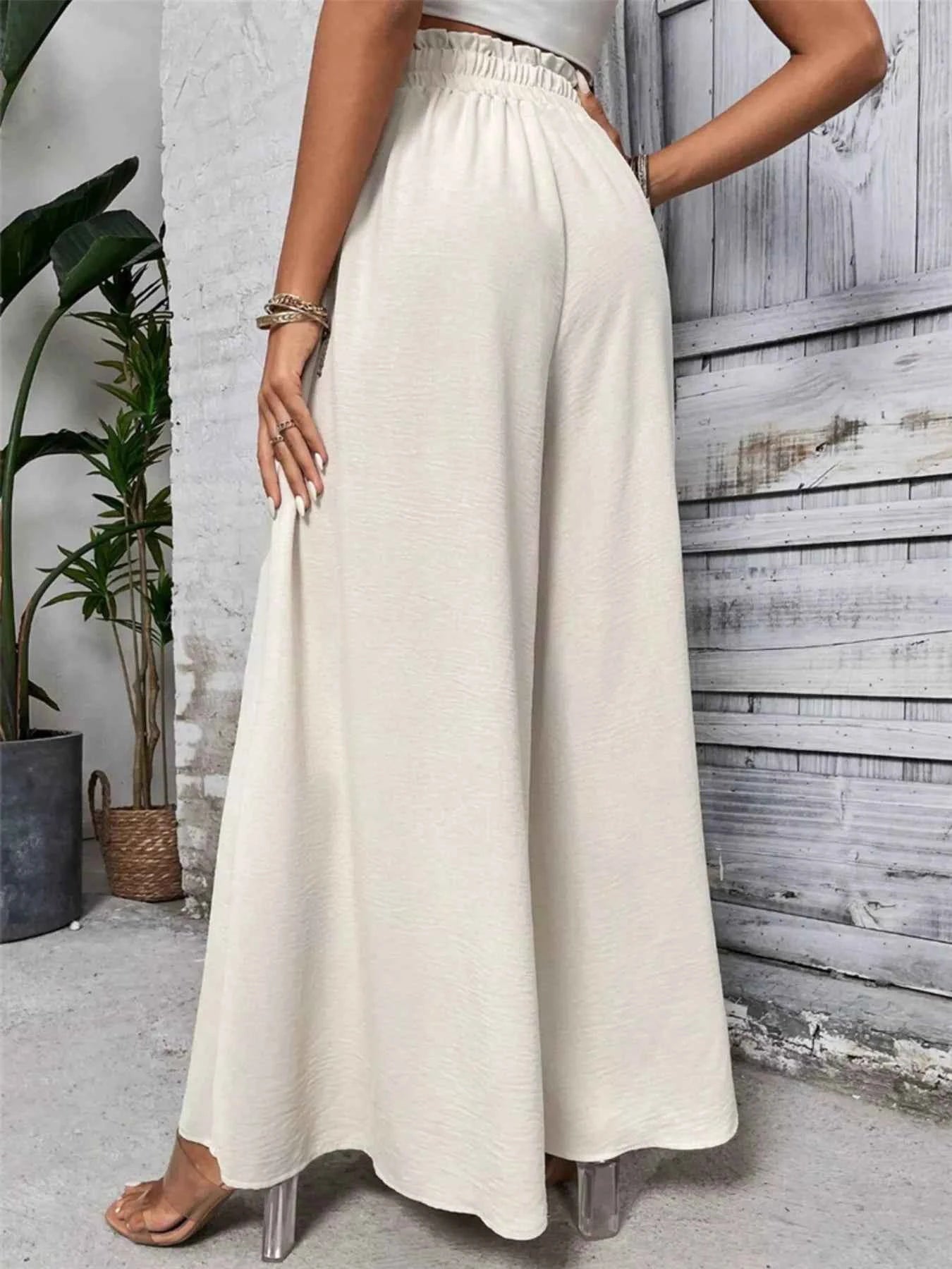 Frill Wide Leg Pants Beige c30e1fcd62f14dac8eb280052e5d63a4-Max-Origin