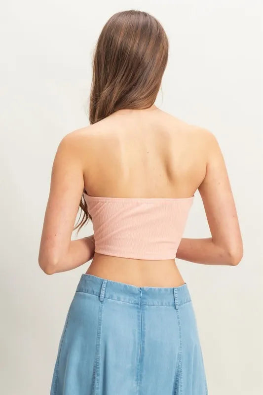 Buttoned Front Strapless Knit Bustier Top c322235e02e94a5ea63c644cb5c5fe37-Max-Origin