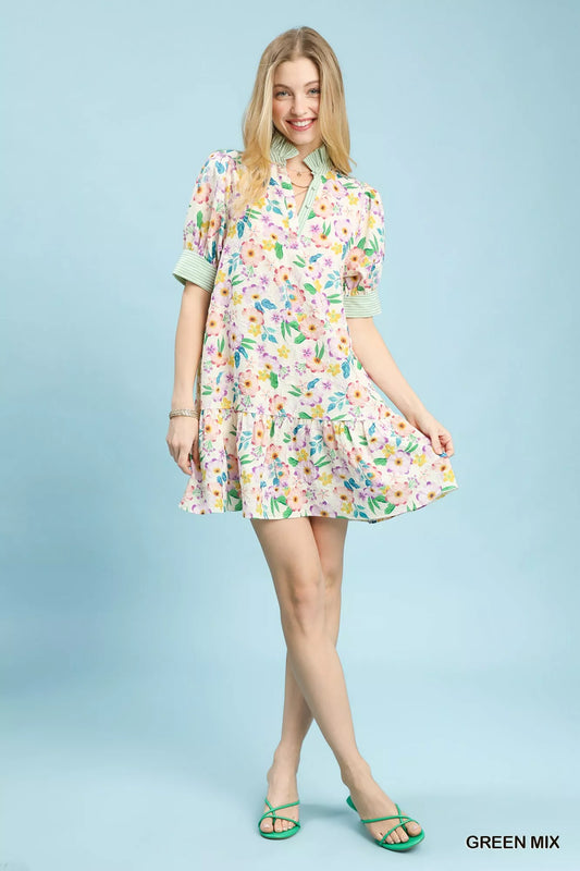 Mix Floral Ruffle Collar Tiered Babydoll Dress c3266c2f-bb9c-4b7a-a463-daa8c70e4b74-Max-Origin
