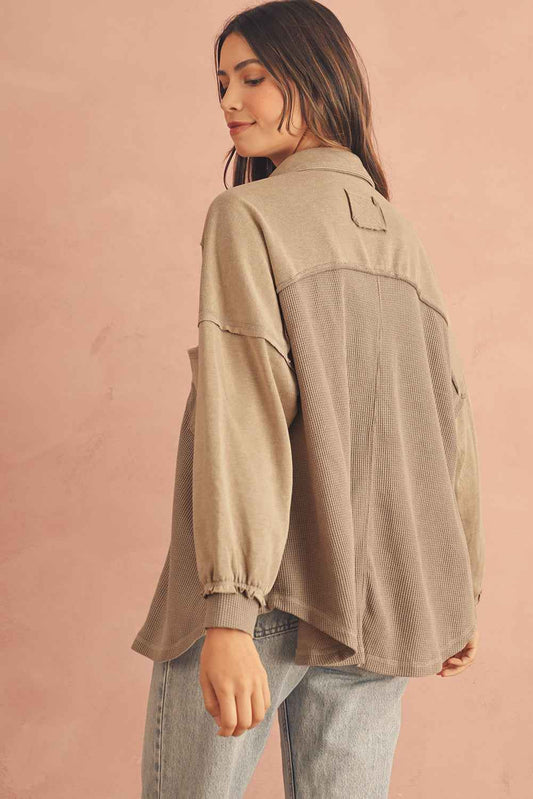 Goat Mineral Wash Textured Patchwork Loose Fit Shacket c32efeb145488625
