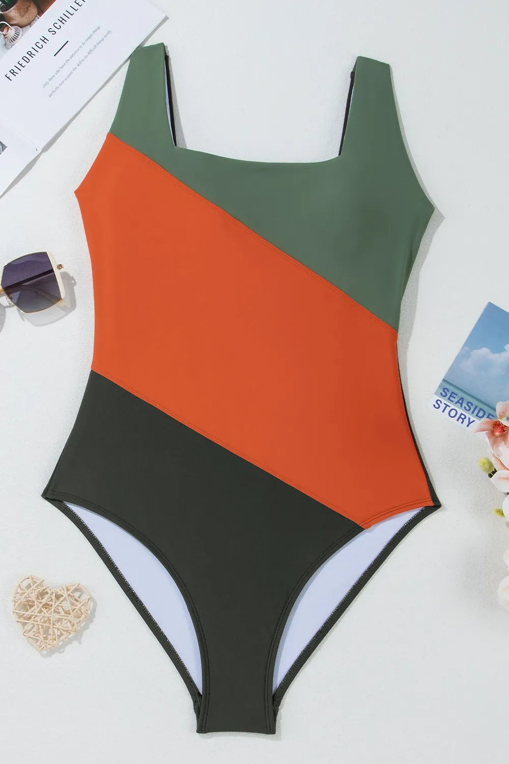 Color Block Padded Square Neck One Piece Swimsuit c3302005-8a76-4b05-8839-7605298e3f95-Max-Origin