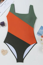 Color Block Padded Square Neck One Piece Swimsuit c3302005-8a76-4b05-8839-7605298e3f95-Max-Origin