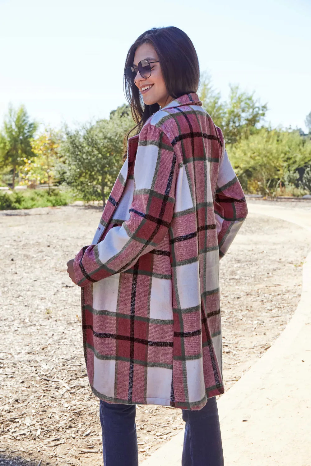 Double Take Full Size Plaid Button Up Lapel Collar Coat c3357ea7a0d54299976e1671292b3bb1-Max