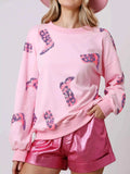 Sequin Boot Crewneck Sweatshirt Pink c33ac566-132e-44b8-bbd3-d6bc01007dc1-Max-Origin