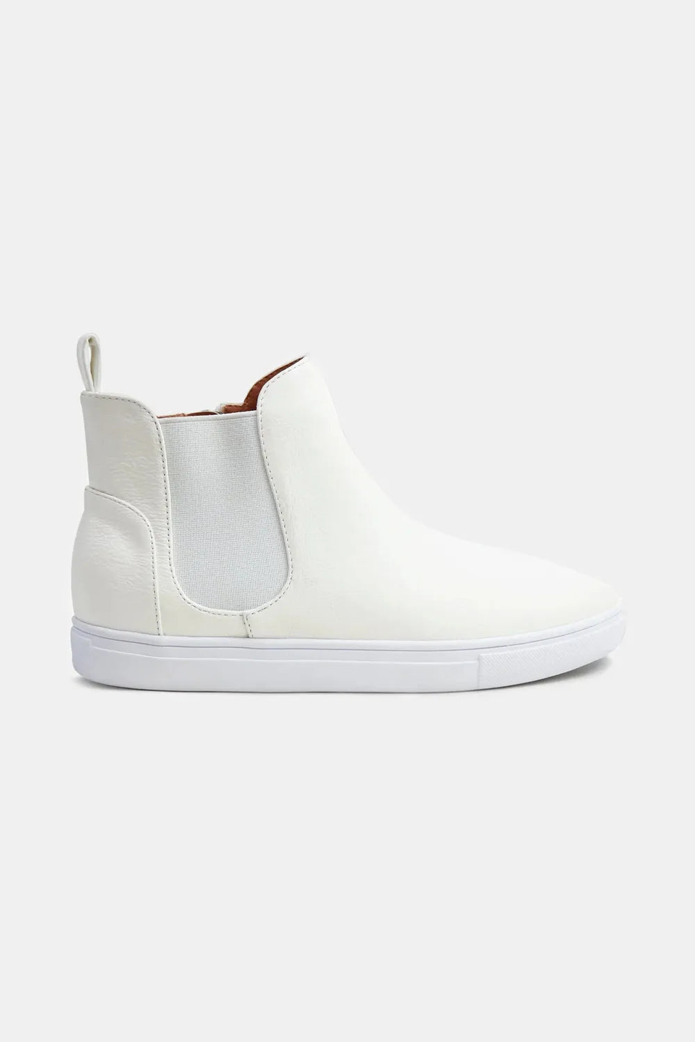 Beast Fashion Faux Suede Elastic Side Panel Sneakers White c3409c8b-152b-4053-aa5f-331b504facd8-Max