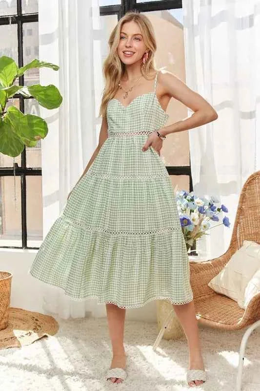 ADORA Gingham Detail Washed Dress LIGHT GREEN c3433dd3e75d44579811755e4abe89d0-Max-Origin