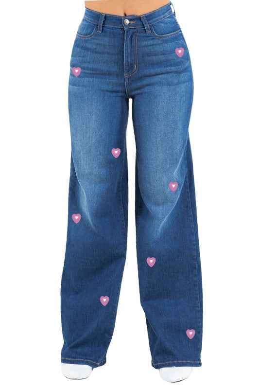 Heart Stud Wide Leg Jean c357ca05-0777-4458-96a6-b9f06d8b7251