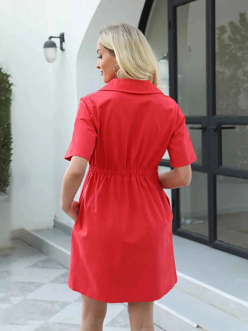 Zip-Front Short Sleeve Shirt Dress c35d0327a3c8474b94aff9a625c4a51d-Max-Origin