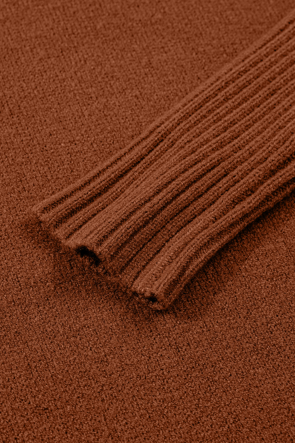 Chestnut Ribbed High Neck Front Pockets Center Seam Shift Sweater Dress c36369049d98f47d