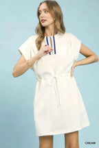 Umgee Knit Zip Front Drawstring Dress CREAM c36fd995-3281-493b-a642-3498fd9c480b-Max-Origin