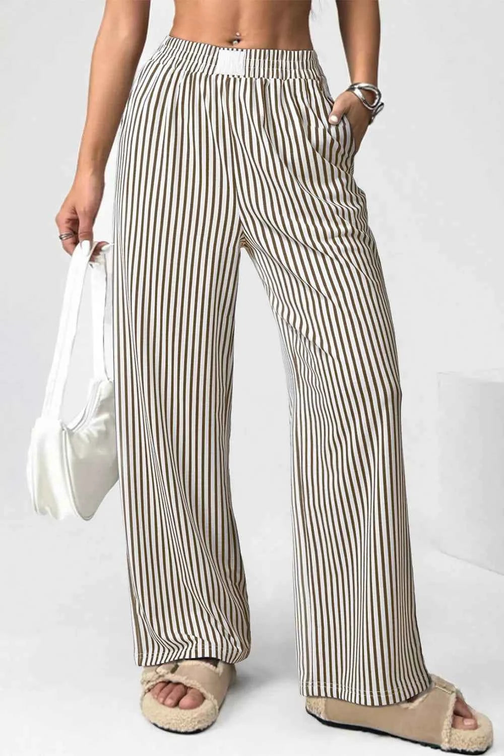 Stripe Elastic High Waist Pocketed Loose Pants Stripe c3720499-d04d-44f8-88e3-08319096a7e8-Max-Origin