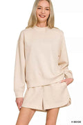 Zenana Scuba Long Sleeve Sweatshirt and Shorts Set H BEIGE c3771c2909fb48179123cfd67da70375-Max-Origin