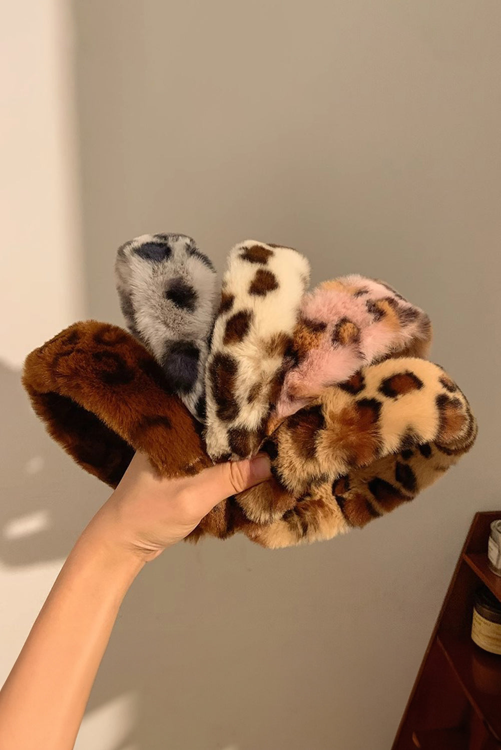 Camel Leopard Print Plush Headband c37888dc51a91d6b
