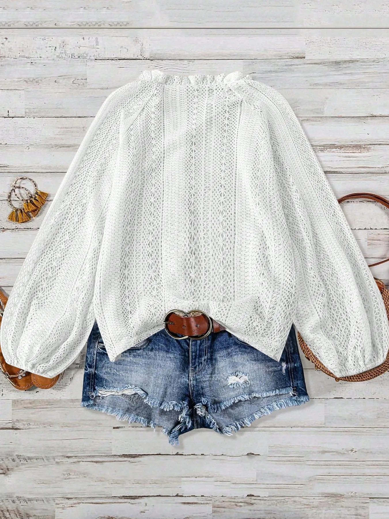 Crochet Notched Button-Front Shirt c37a78112bfc445fae20ad30494fed94-Max-Origin