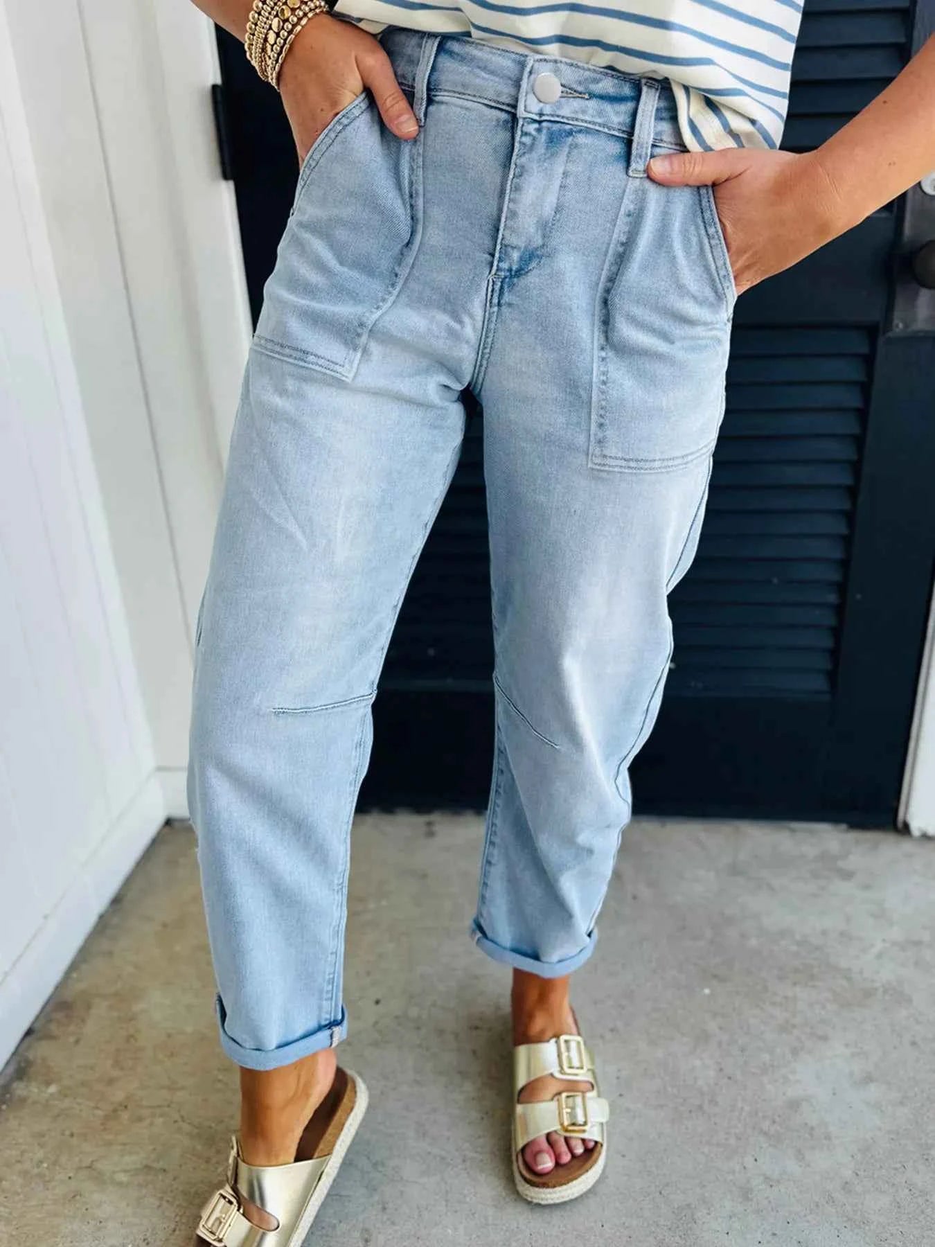 High Rise Barrel Relaxed Patch Pocket Jeans Beau Blue c3840a687c244a4bad00e7bf59faa671-Max-Origin
