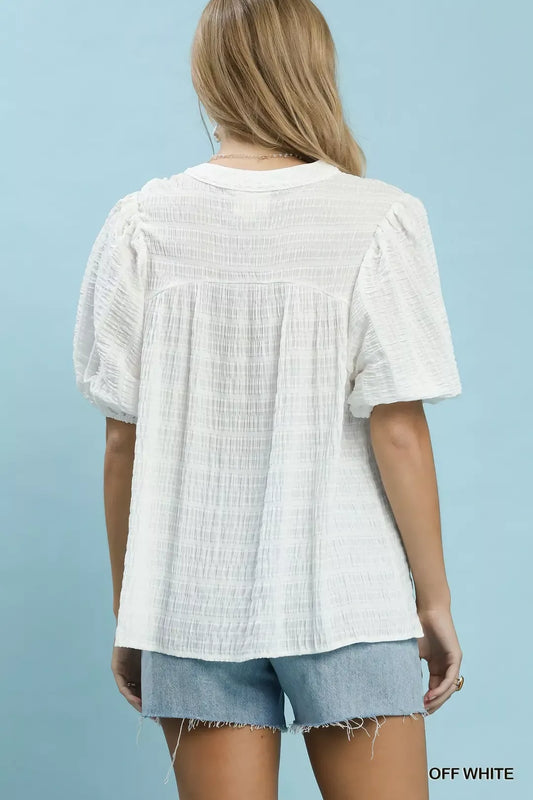 Textured Puff Sleeve Blouse c3999549-d8f9-4f7d-ac01-8a24af974b2f-Max-Origin